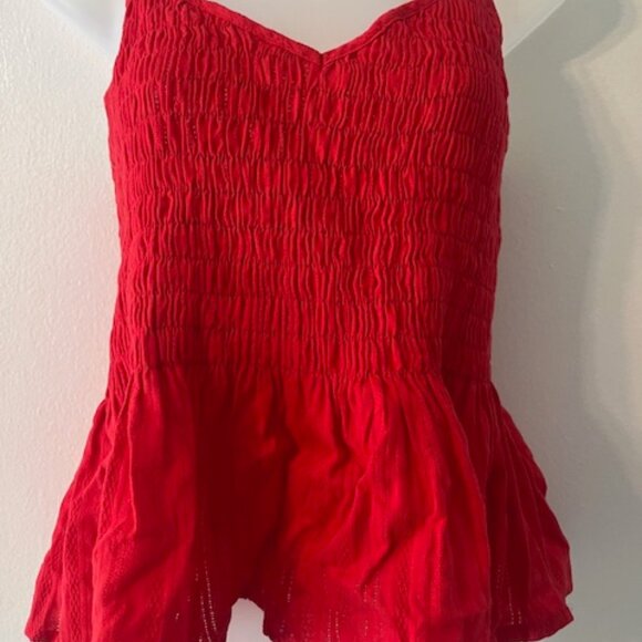 Cute Summer Gathered Tank Top ~ Red - Picture 3 of 6